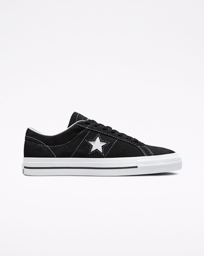 Pánské Skate Boty Converse CONS One Star Pro Semišové Černé Bílé | CZ EMGS87